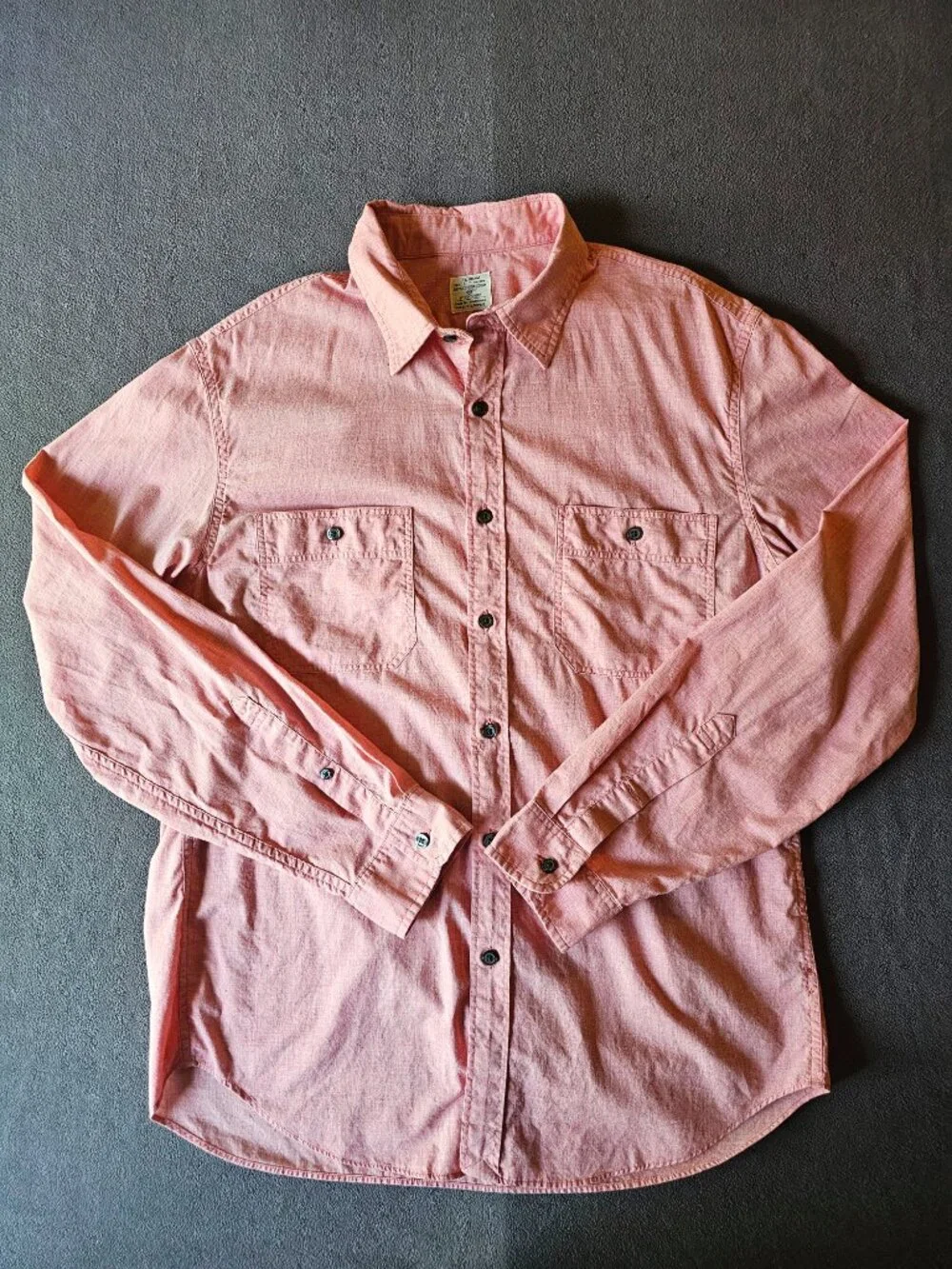 J.Crew Workshirt Mens Large Pink 100% Cotton Button Up Long Sleeve Workwear